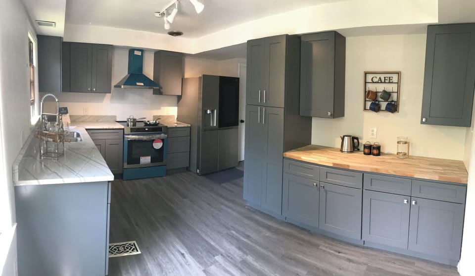 Full kitchen- Refrigerator & (Induction) Stove, pot and pan available 