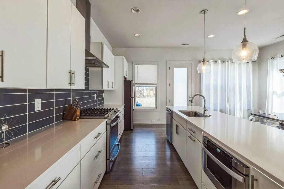 Island with under-counter microwave