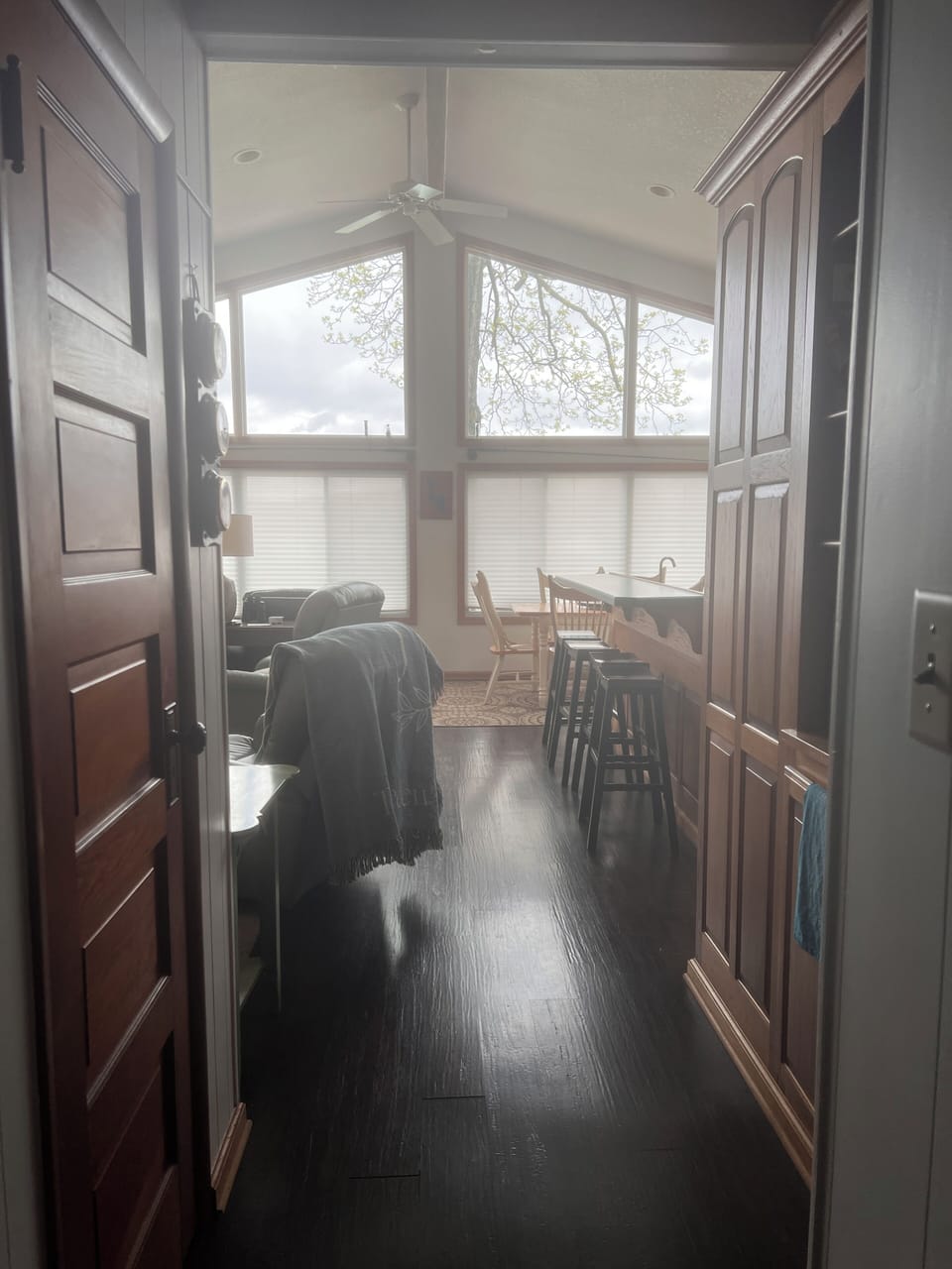 View into front open concept living 