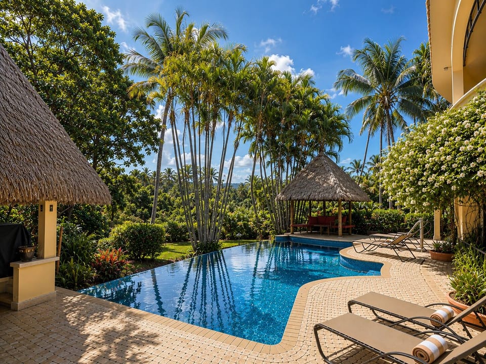 Spend slow afternoons beside the infinity pool overlooking the tropical landscape.