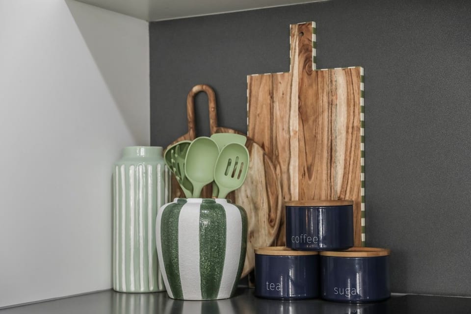 Kitchen stocked with pantry essentials to get your stay started