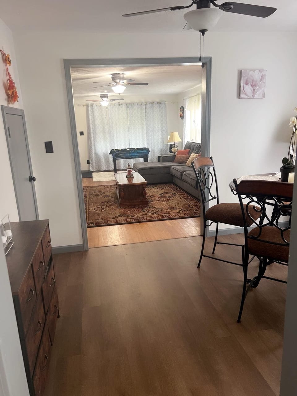 Dining area and living room side by side perfect layout.