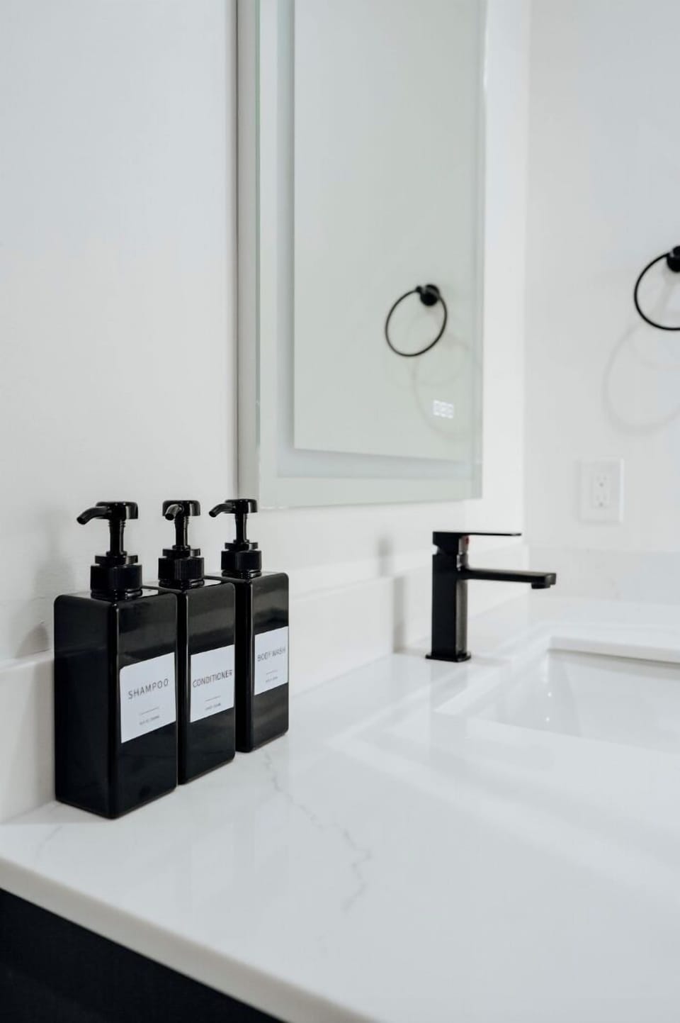 Complete bathroom with an LED mirror and walk in shower!