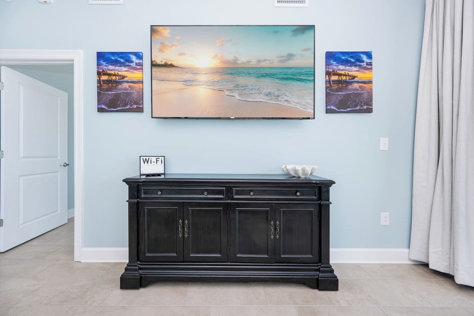 Unwind after a day at the beach with coastal decor and stream your favorite shows with complimentary WiFi