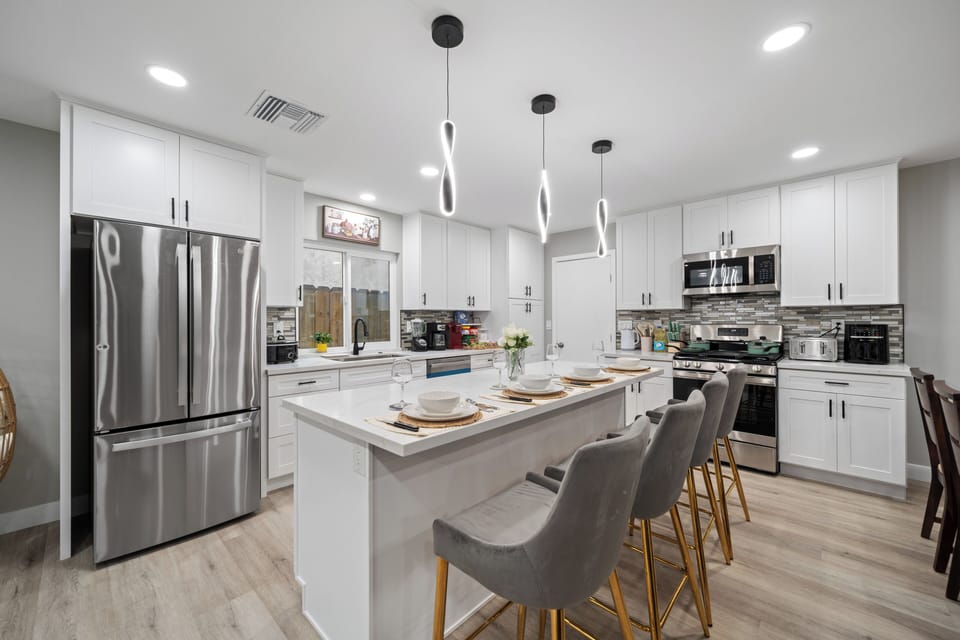 Spacious kitchen with a center island—perfect for meal prep and casual dining