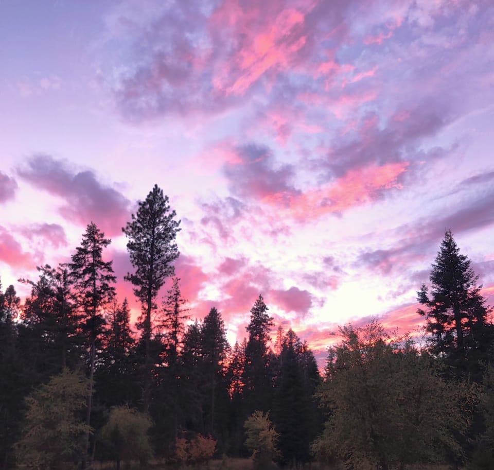Autumn sunset over the pond from front deck