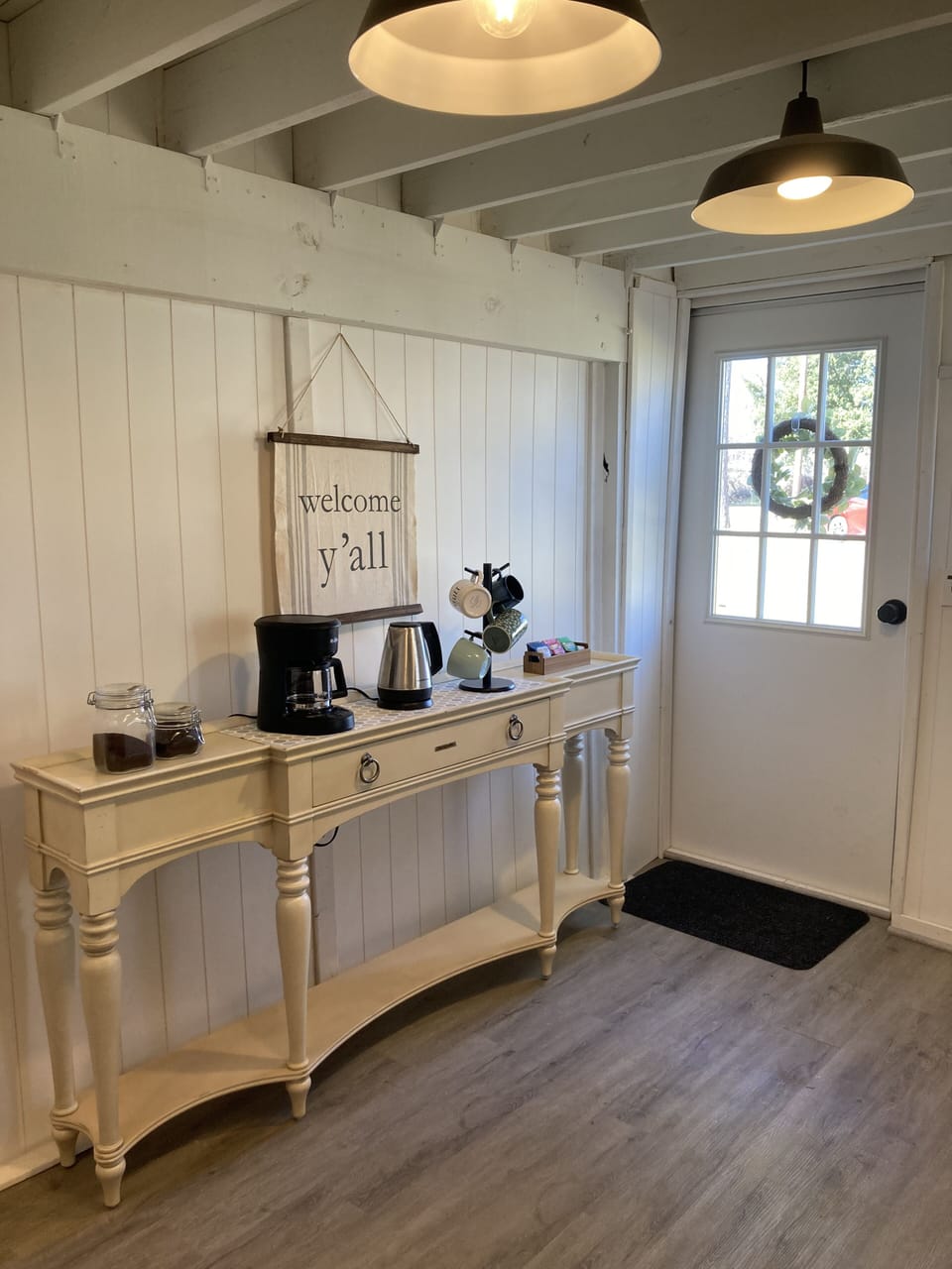 Fully stocked coffee and tea bar