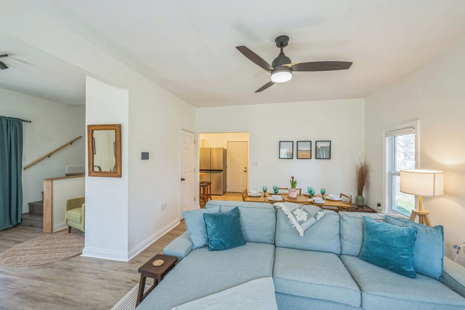 Gather and relax in this open, light-filled living room.