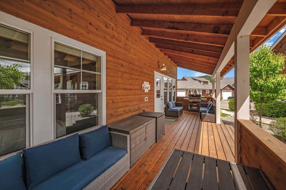 Nice relaxing patio area with a BBQ and couch