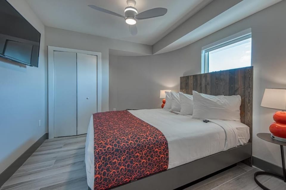 Stretch out in a serene bedroom designed for deep sleep.