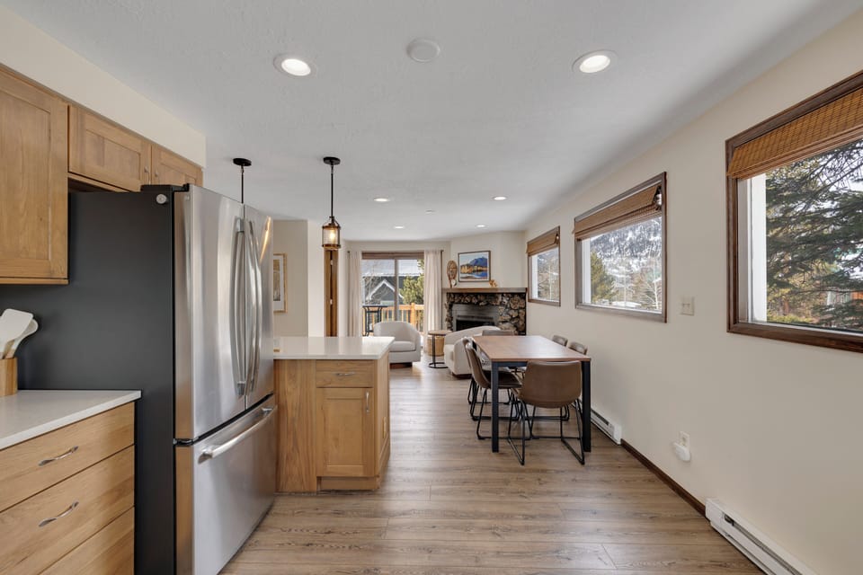 Kitchen leading into open space