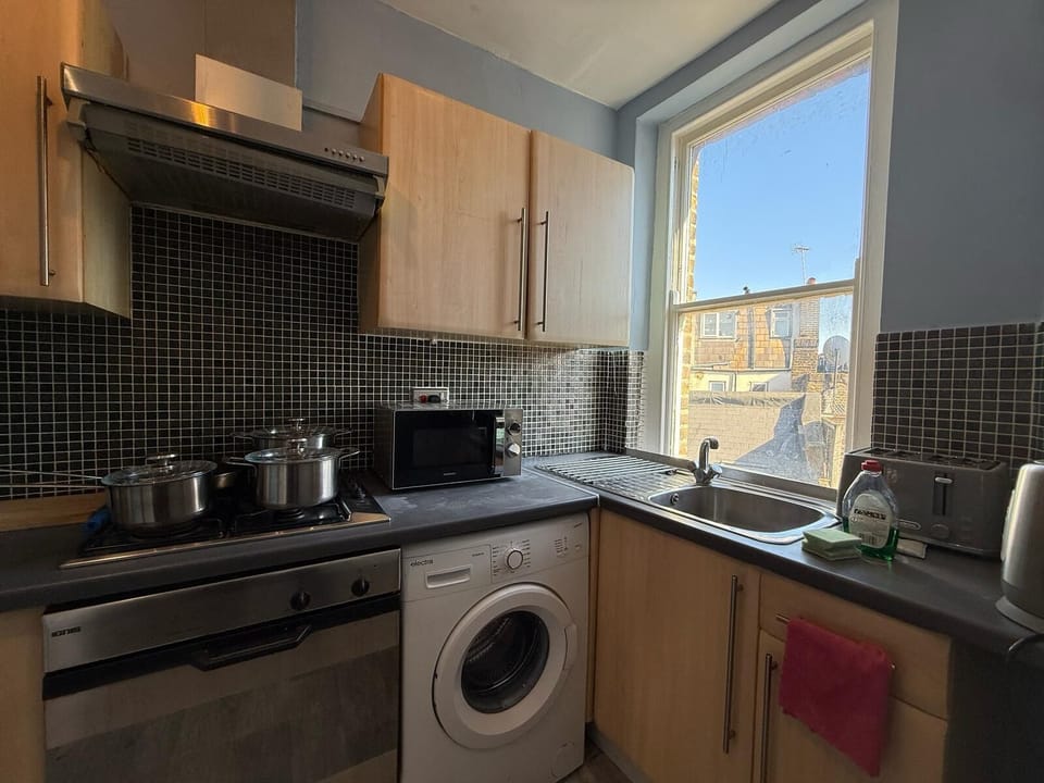 This photo represents the kitchen inside the property