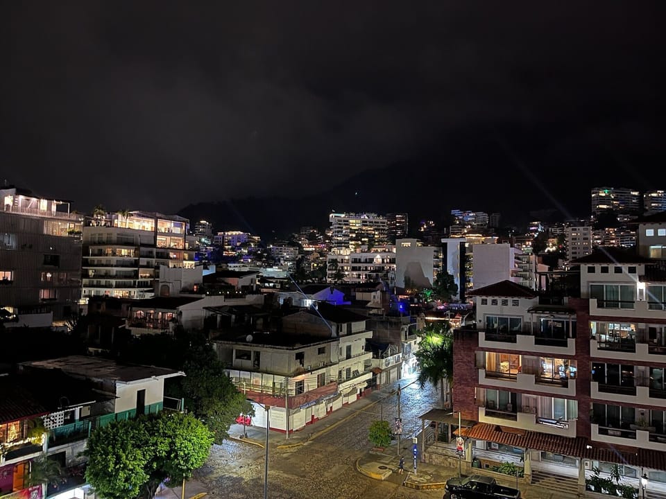 Night time view from the balcony