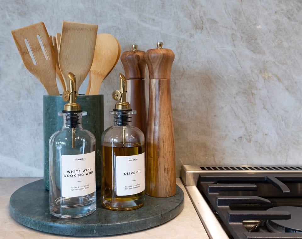 Thoughtful touches and gourmet essentials await in your fully stocked kitchen.