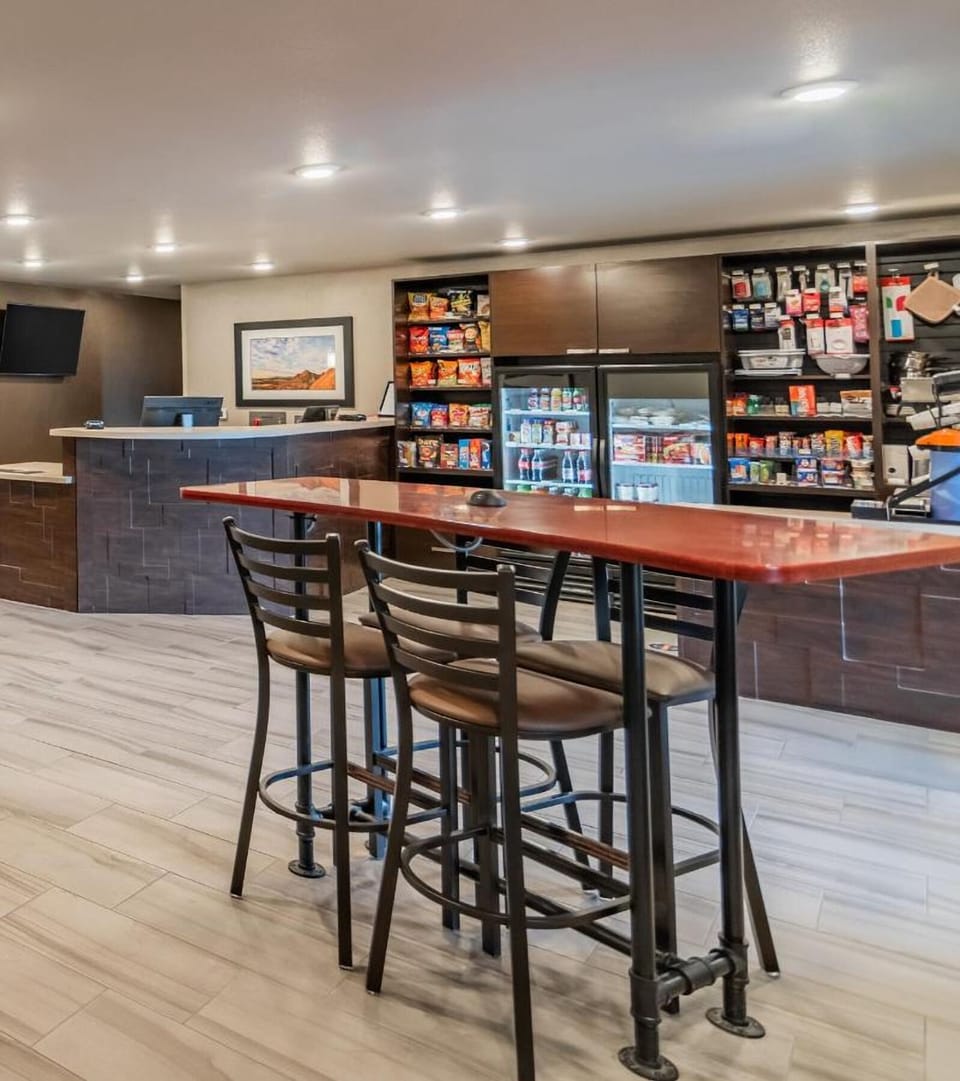 Browse convenient treats and essentials anytime in the lobby market.