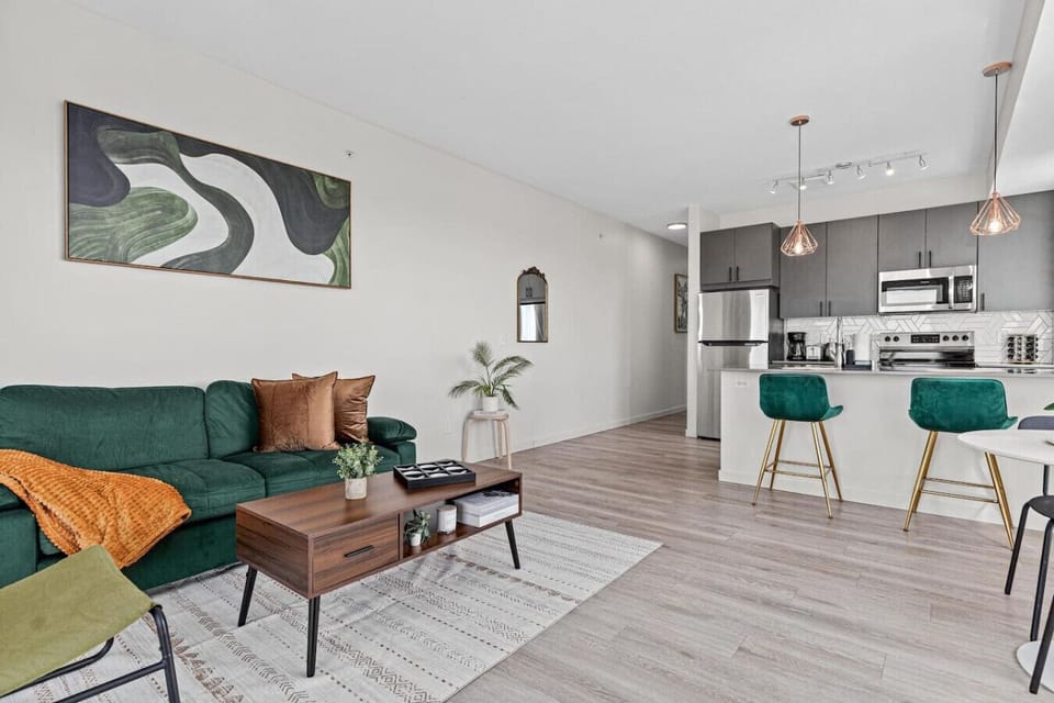 Spacious living room with stylish decor, perfect for unwinding after a day of exploring the local area.