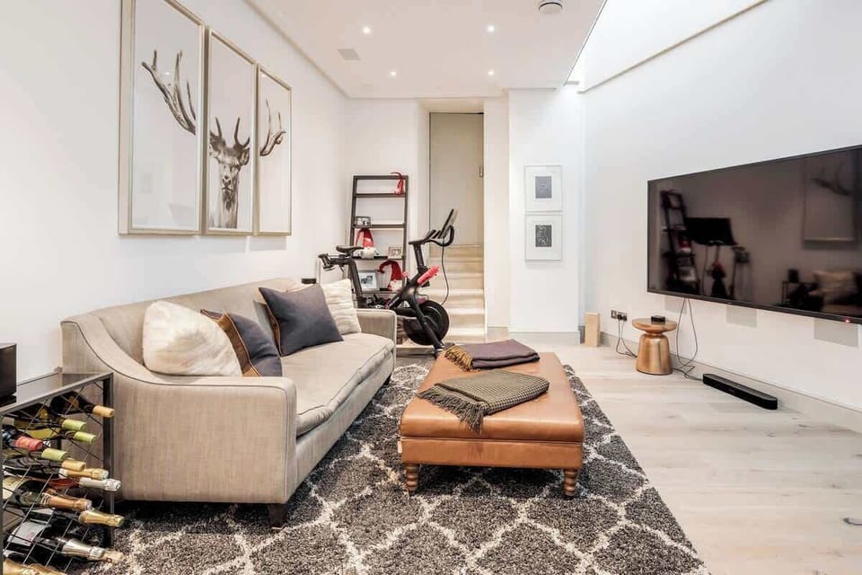 Basement floor - living area with large TV
