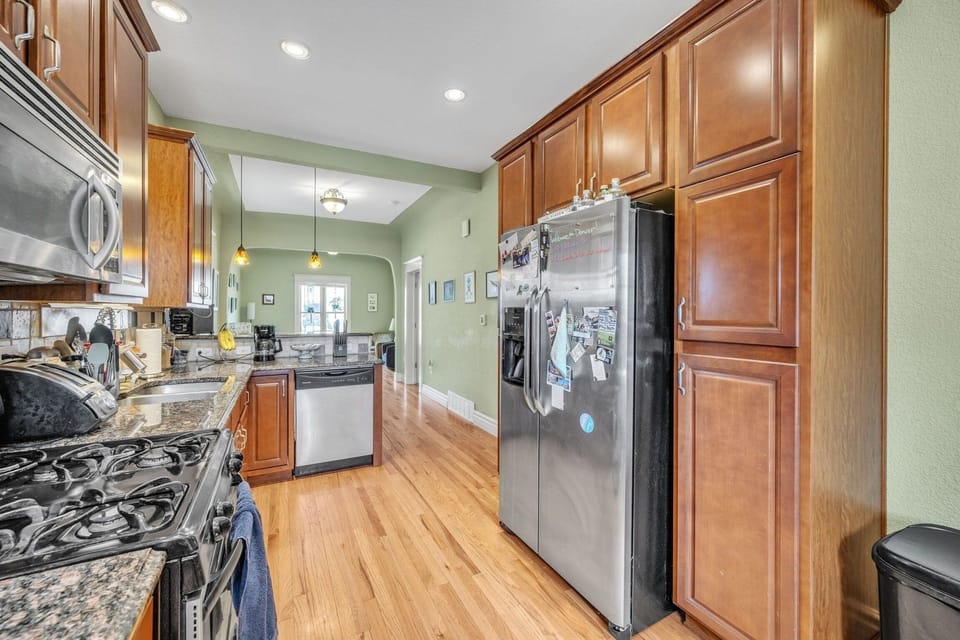 Indoors, Appliance, Refrigerator, Lamp, Hardwood