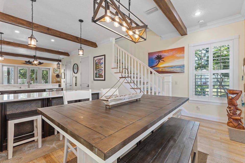 Dining table with bench seating