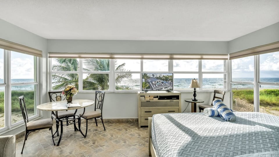 View of beach from Bed