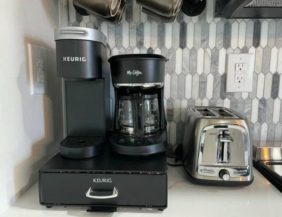 Regular coffee maker and a Keurig machine available