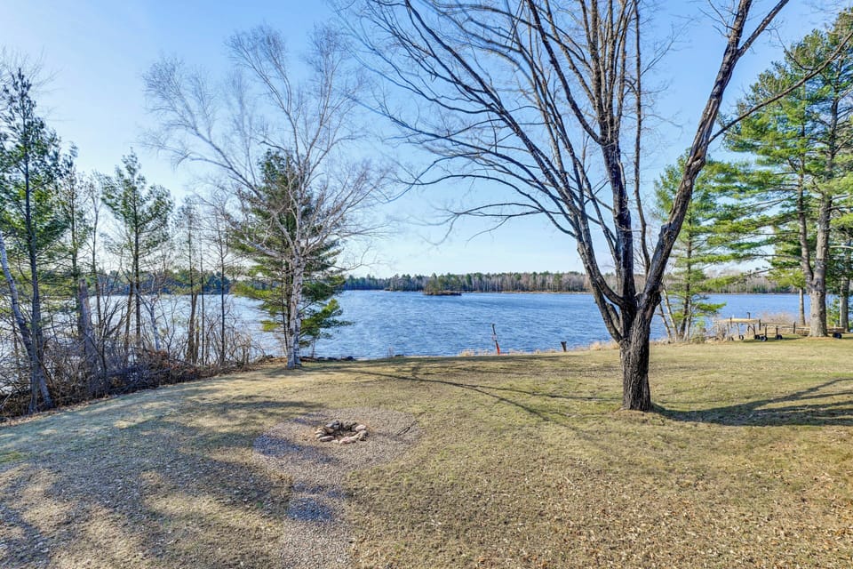 Private Yard | Fire Pit | Spirit River Flowage Access On-Site