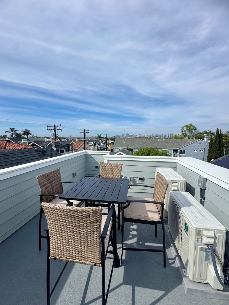 Roof top deck with San Diego skyline and Coronado views