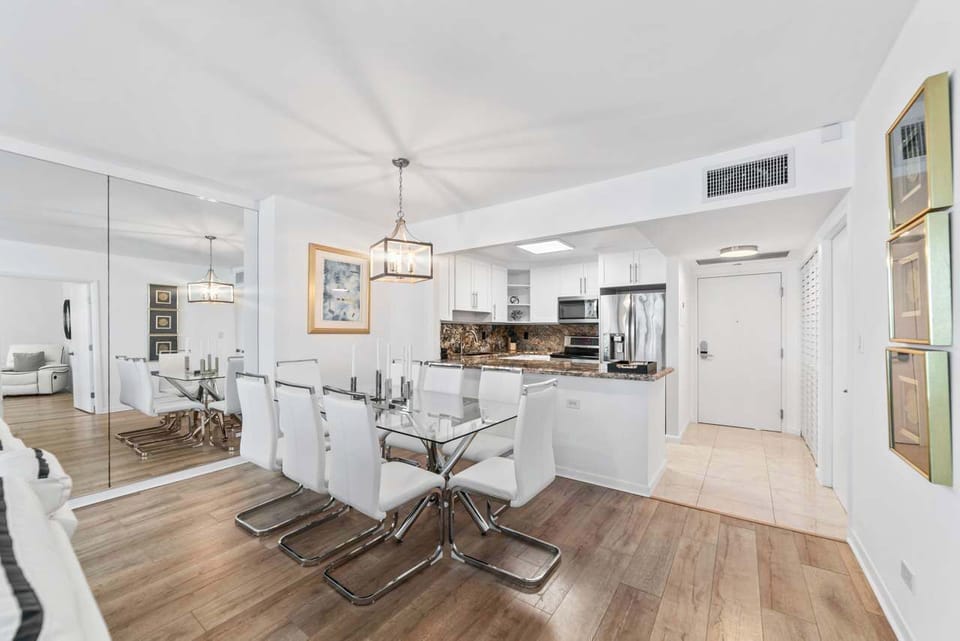 Dining table with seating for 8 