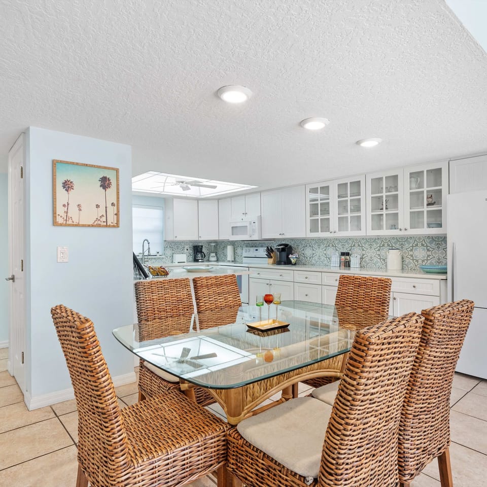 Gather for meals together at the dining table, with seating for 6