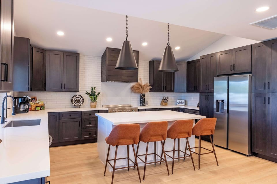 Breakfast bar seating for the early risers who want their coffee first