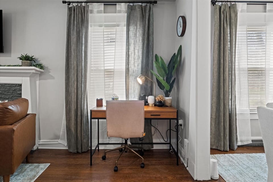 Dedicated workspace with natural light—great for remote work during your Kansas City stay, just steps from Gillham Park.