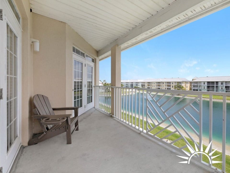 Covered deck with water view