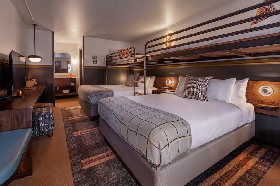 Queen beds and bunk beds