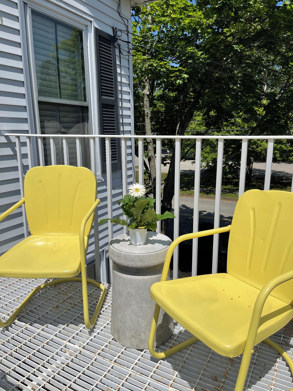 Outdoor seating with morning sun!