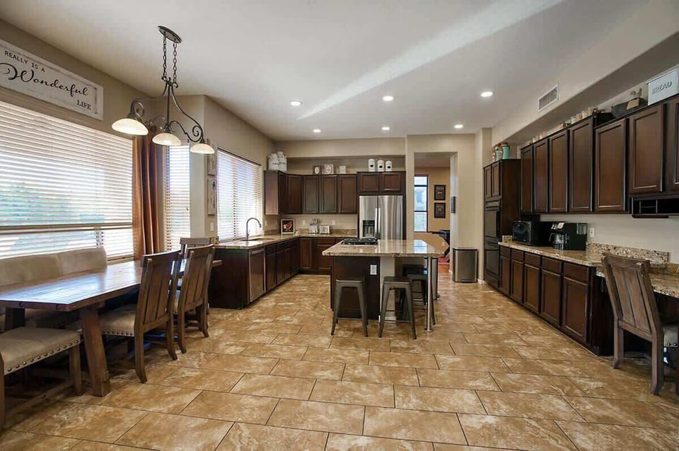 Open kitchen and dining layout makes cooking and entertaining a breeze.