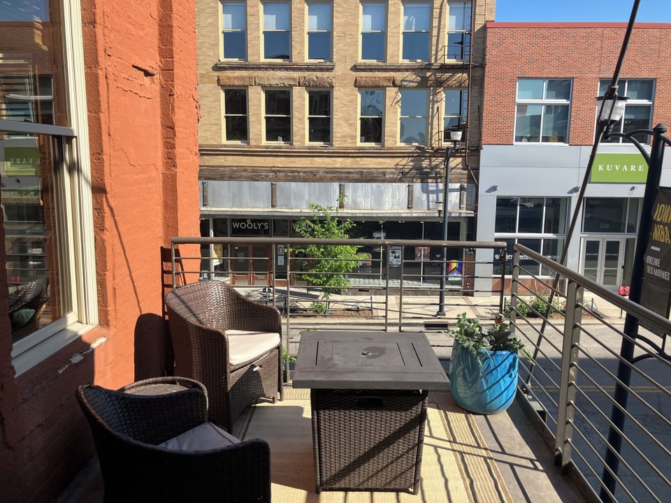 The patio's north end overlooking Locust Street