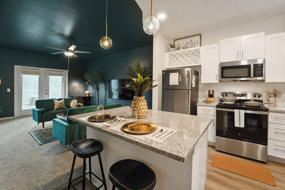 Luxurious granite and stainless steel kitchen