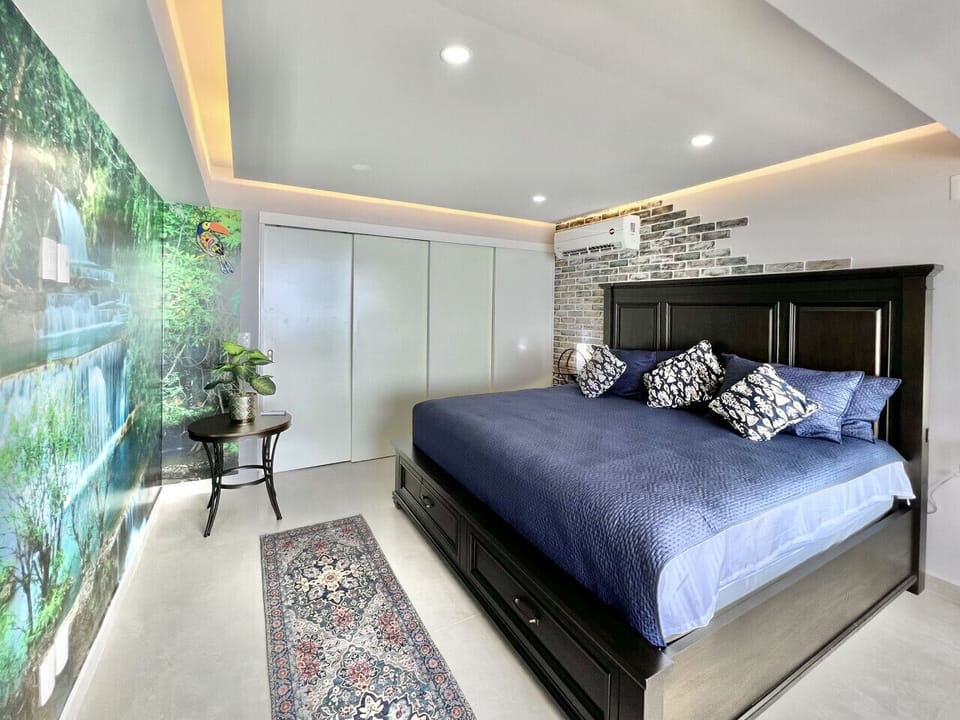Sleeping space fully separated by sliding divider