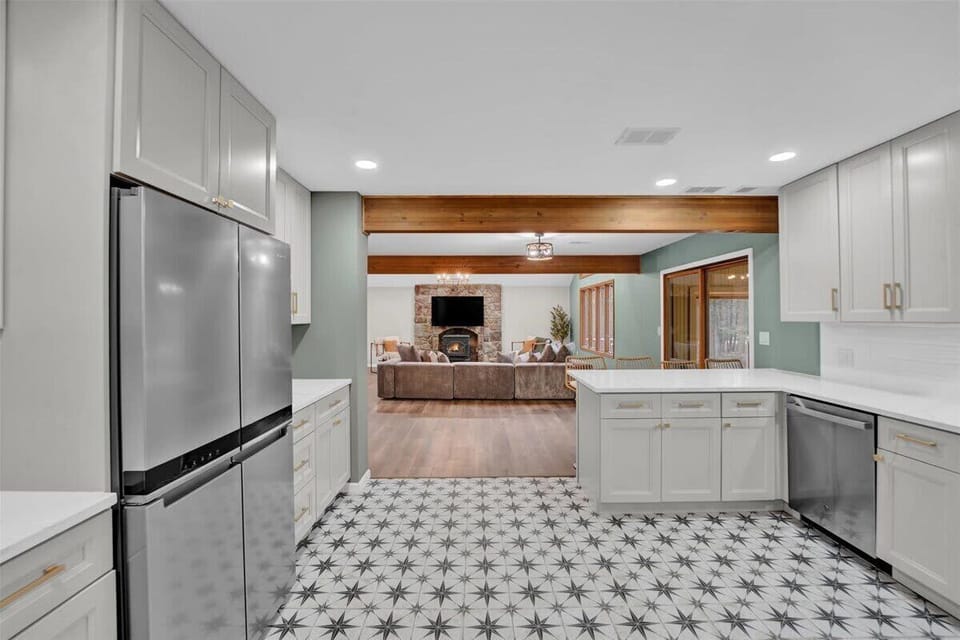 Large Modern Kitchen with Island and Stainless Appliances