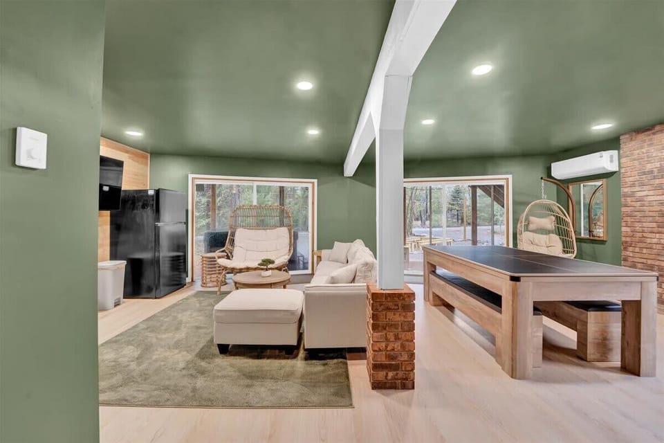 Basement Lounge and Game Area with Pool Table