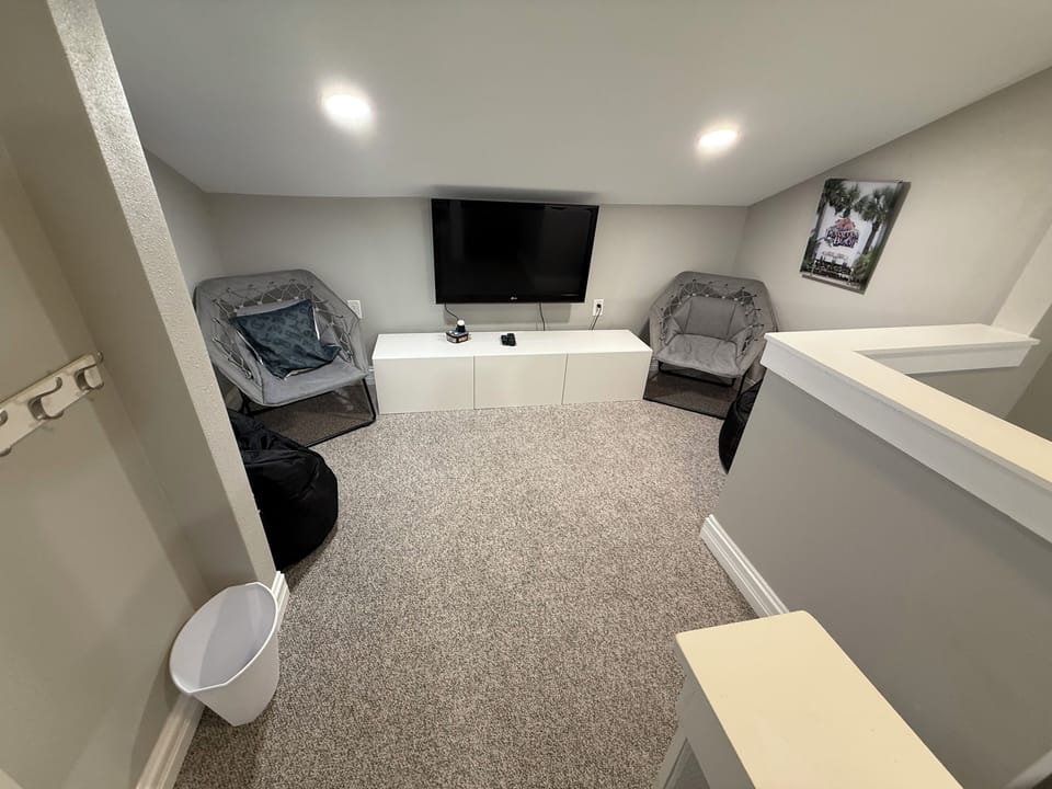 Loft TV space perfect for the kids.  Bring a gaming device and plug in here.