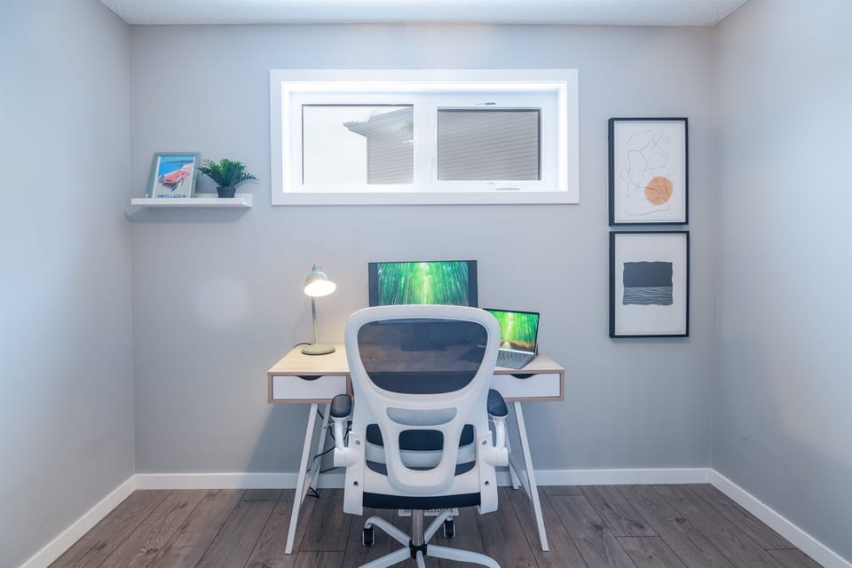 Large and comfy office space with complimentary monitor
