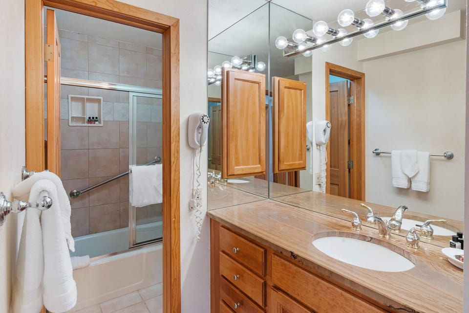 Single Vanity; Shower and Tub