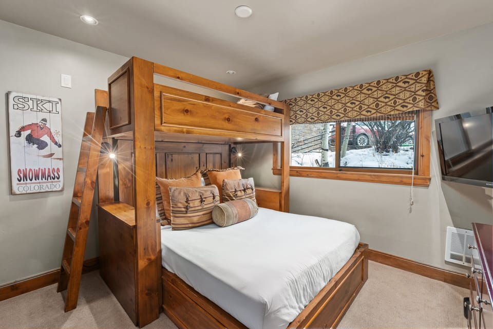 Queen Bed with a Twin Bunk above