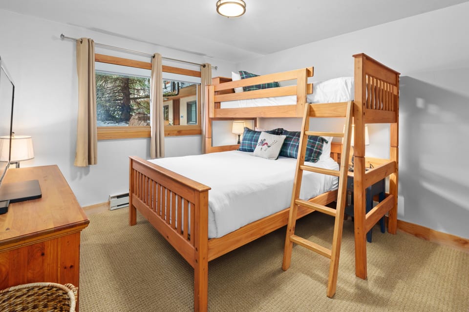 Queen Bed with a Twin Bunk above