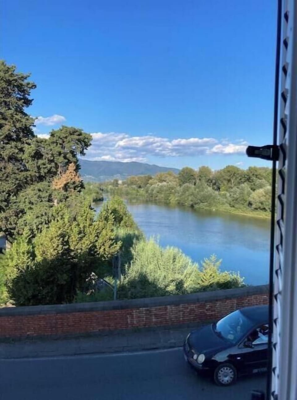 Out of a living room window looking upstream