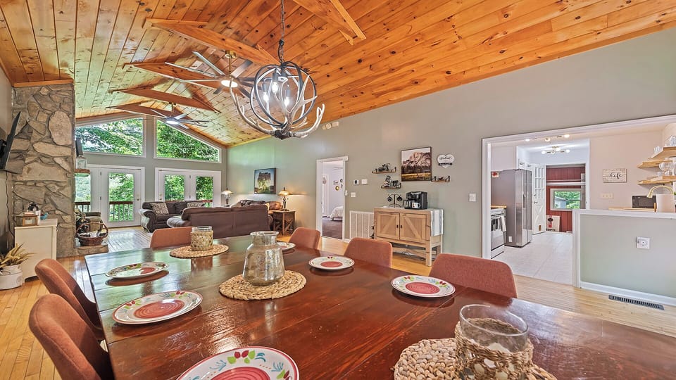 Gather around the table with views, light, and mountain charm.