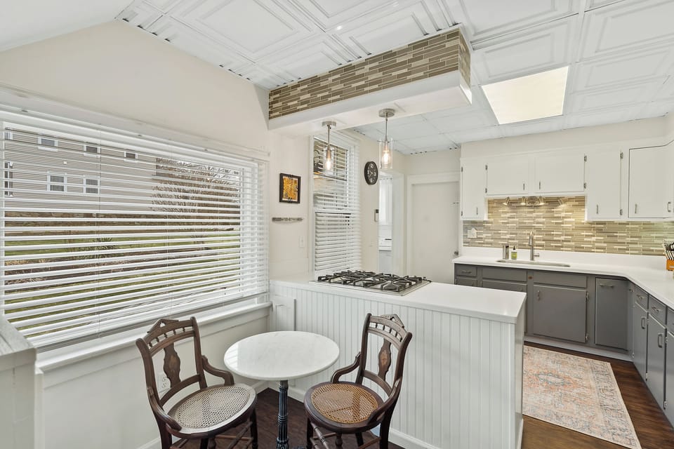 Kitchen with coffee bar and bistro seating area!