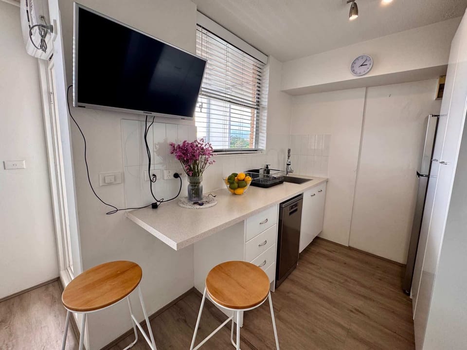 Kitchenette comes with dishwasher, microwave/conventional oven combo and hotplate