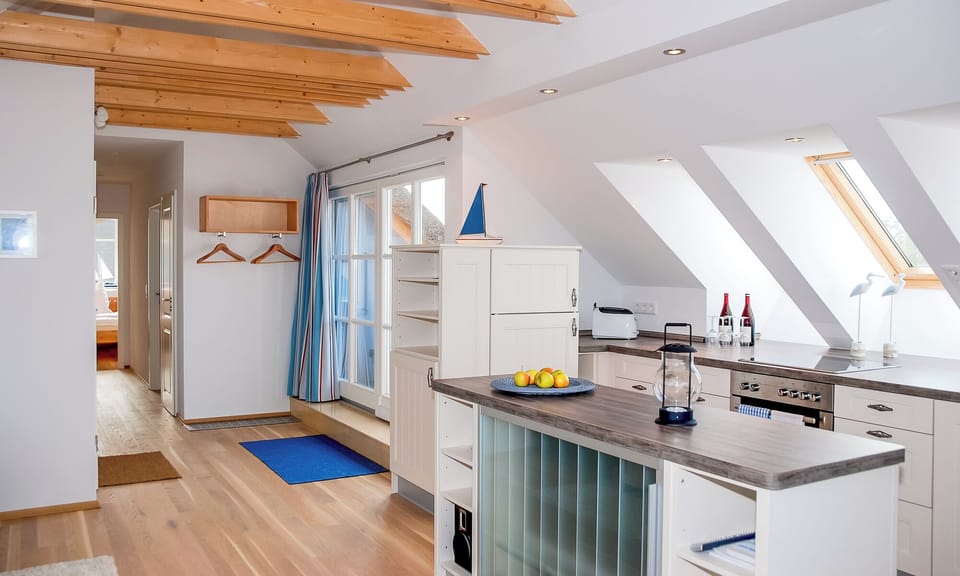 Modern Kitchen with Wooden Shelves